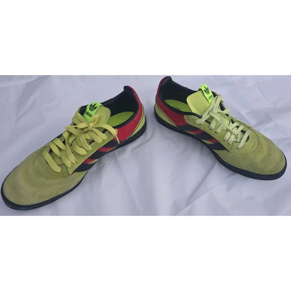 Adidas Sobakov Solar Yellow Red Black Suede Soccer Sneakers Mens Size 12 EE5640